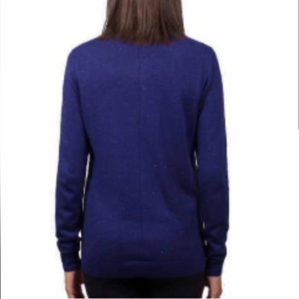 Nicole Miller Deep Blue Button-Up Navy Cardigan Metallic Thread Accent - Picture 6 of 15